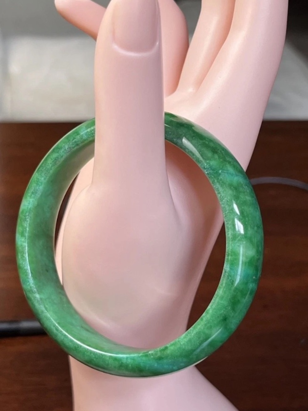 Certified Grade A Green 57mm Natural Burma Jade jadeite Bangle Bracelet 132621